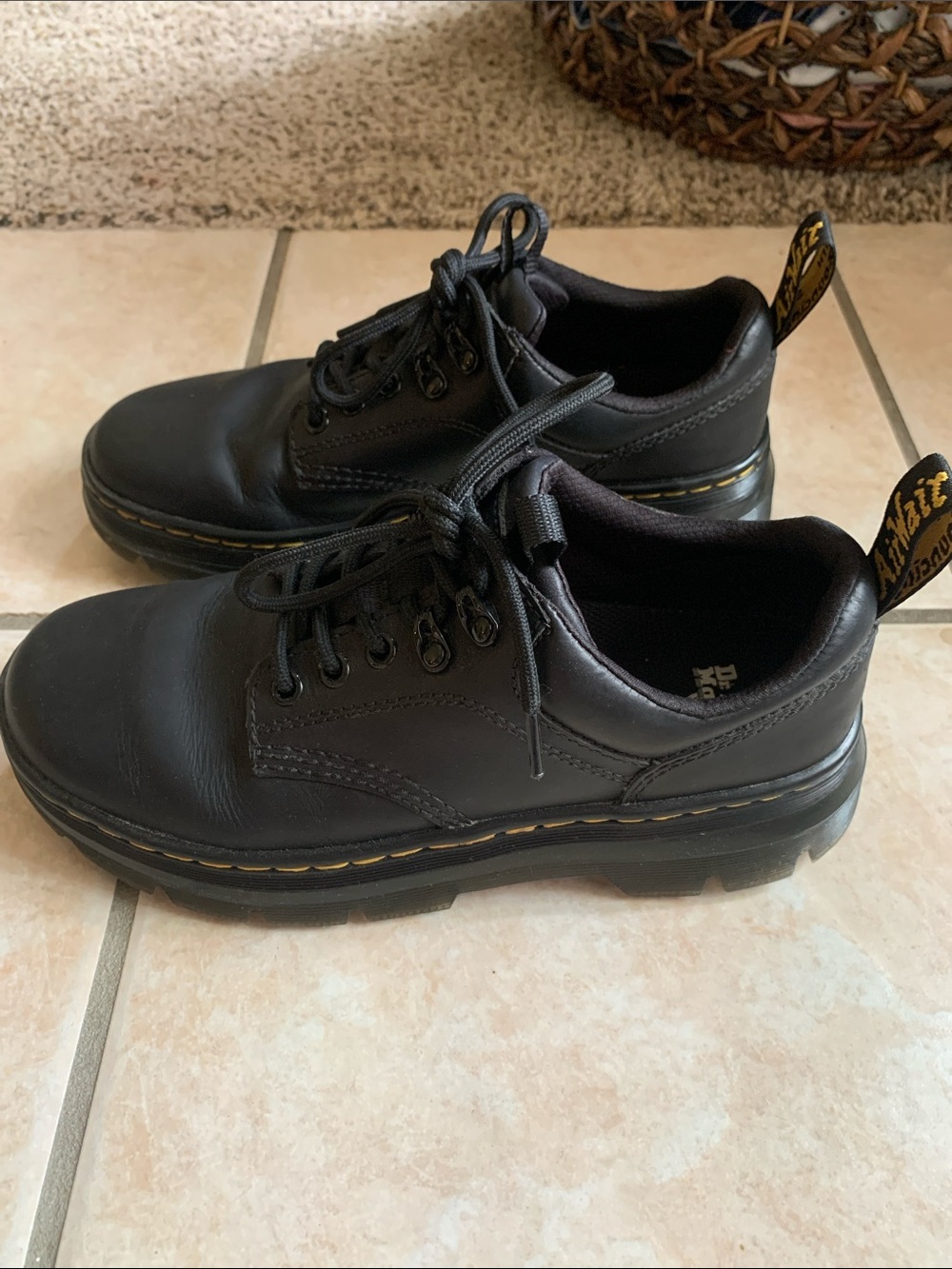 Dr. Martens Reeder Black Leather Chunky Oxfords - Picture 2 of 6